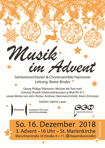Musik im Advent 2017 - Chorensemble Hannover und Seniorenorchester Hannover